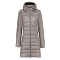 thumbnail image 3 of Chaqueta de plumón ligera para mujer, chaqueta ajustada de longitud media con capucha para otoño e invierno, talla grande, gorro de lana, 3 of 3