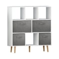 thumbnail image 2 of Ktaxon Bookcase with 4 Fabric Bins, 8-Cube Free Standing Storage Shelving Cabinet for Living Room, Bedroom, Kids Room, 39.4" L x 11.8 W x 42.1 H, White, 2 of 2