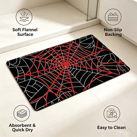 Qndoxp Halloween Spider Web Area Rug Spiderweb Printed Floor Mat Indoor Rug for Bedroom Living Room Halloween Party Home Decor