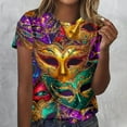 thumbnail image 6 of Gamivast Women Carnival Shirt Cute Mask Graphic Short Sleeve Holiday Pullover Dressy Crewneck Happy Mardi Gras Day T-Shirt Carnival Party Outfits 2026, 6 of 6