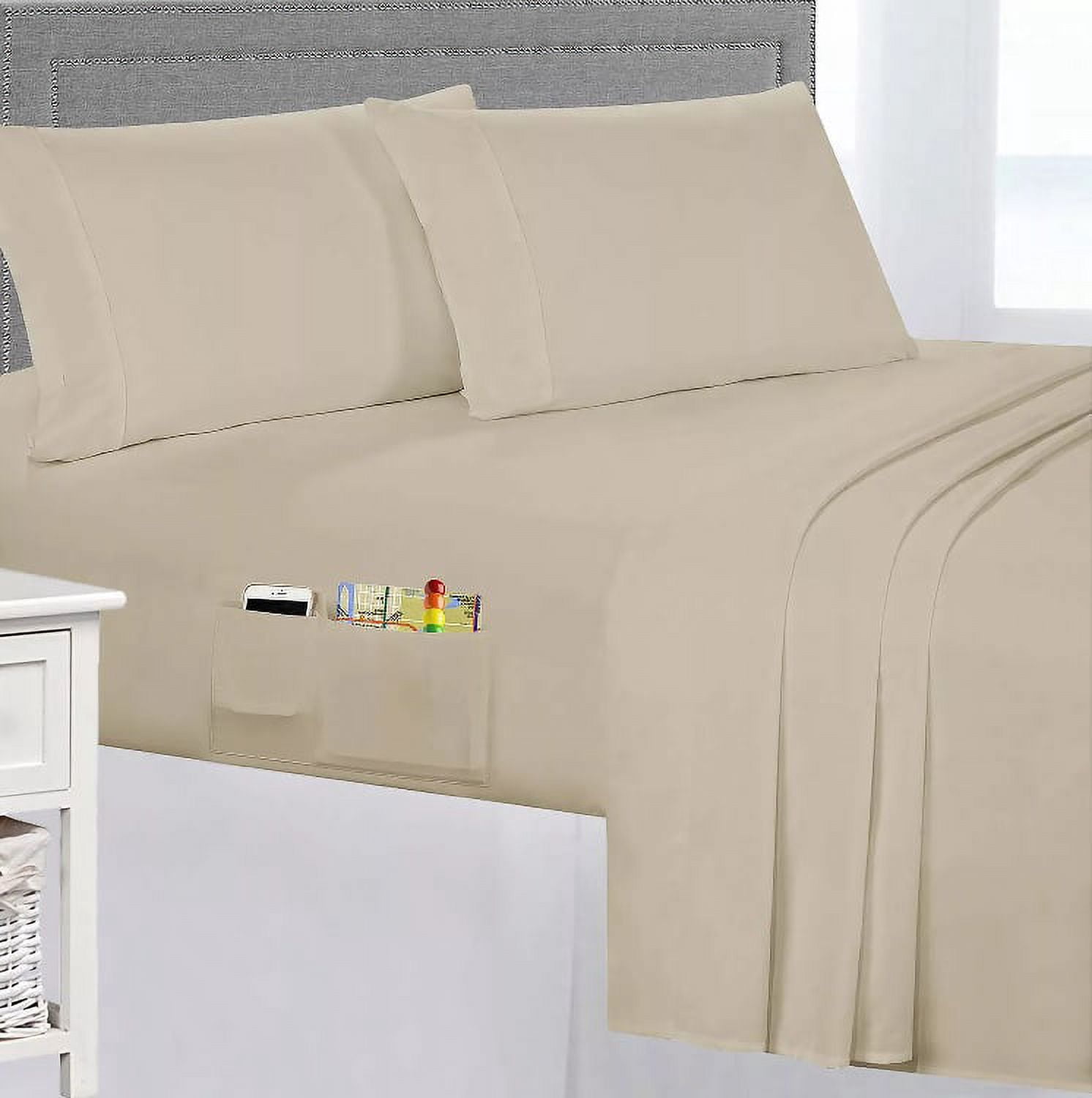 Swift Home Smart Sheets Bettlaken-Set – 3-teilig, Twin XL, Gebürstete Mikrofaser, Mit Seitentaschen