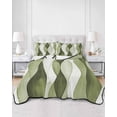thumbnail image 2 of Quilts Twin Size Bedding Set, Sage Green Stripes Lightweight Quilted Comforter, Retro Farmhouse Abstract Ripple Soft Reversible Bedspread Coverlet with Pillow Covers for All Season, 68" x 86", 2 of 7
