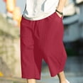 thumbnail image 5 of LODIENY Men's Linen Plus Size (M-5XL) Capri Pants Lightweight Loose Fit 3/4 Pant Elastic Waist Drawstring Harem Casual Beach Yoga Trousers Red XXXL, 5 of 6