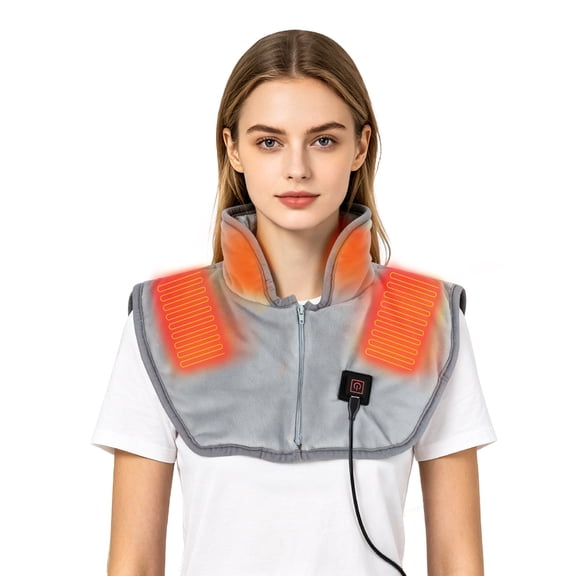 Weighted Heating Pad for Neck and Shoulder,Electric Heated Neck Shoulder Wrap for Warmth and Comfort,Soft Flannel Material