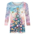 thumbnail image 5 of Mifsaly Plus Size Christmas Shirts for Women 3/4 Sleeve Loose T-Shirts Merry Xmas Tree Print Crewneck Tops Pullover Family Party Funny Blouse 2025 Holiday, 5 of 5