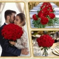 thumbnail image 4 of Rosas rojas artificiales de seda Jefuzh de imitación, 100 unidades, para decoración, 4 of 7