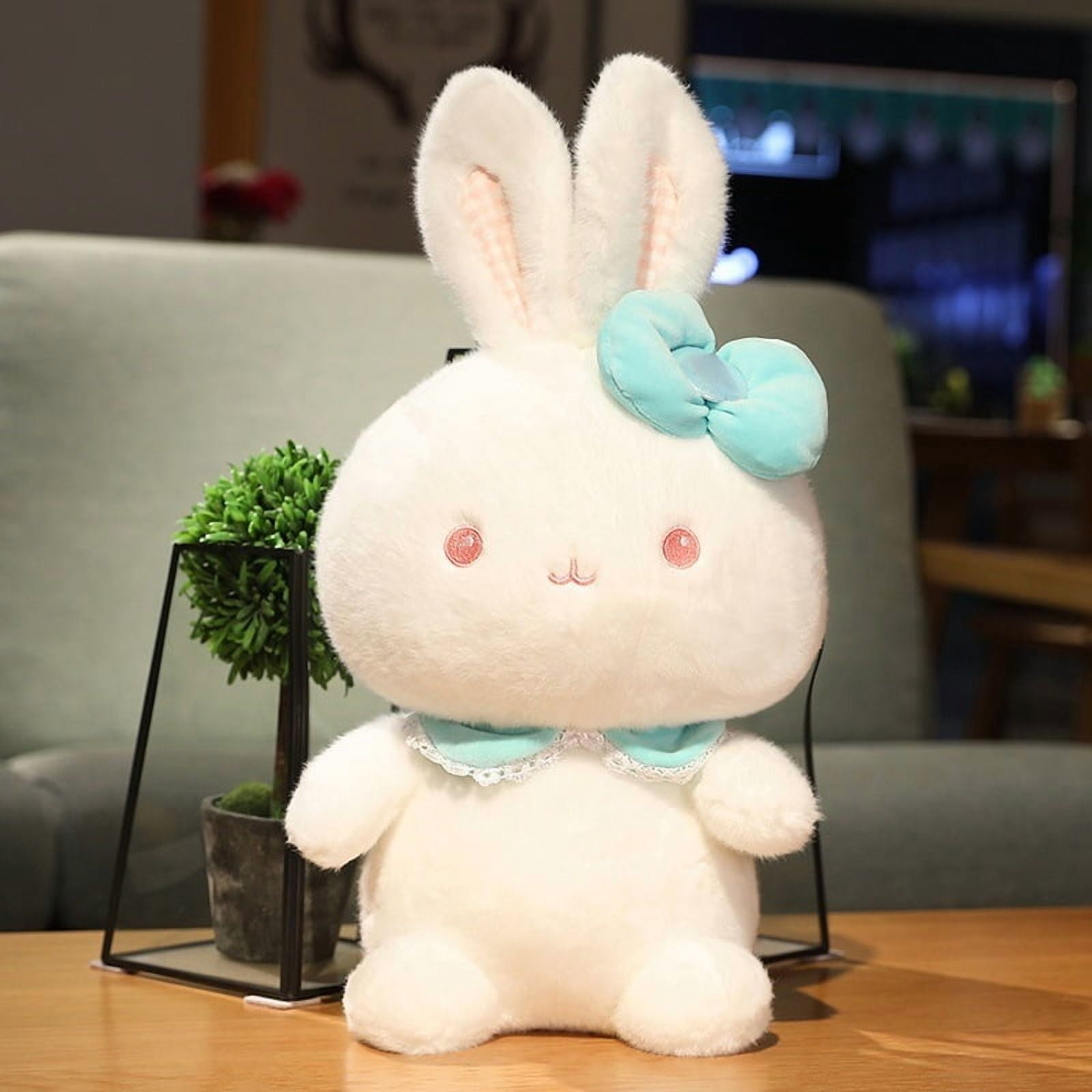 Easter Bunny Plush Toy, Realistic Bunny,Decorations Cute Animal Large Rabbit Stuffed Doll Easter Basket Stuffers Gift for Kids (15.7 in),Green