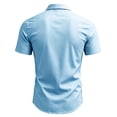 thumbnail image 3 of Boyscolos Mens Slim Fit Shirt Short Sleeve Button Down Dress Shirt Stretch Business Casual Summer Office Wear Light Blue 2XL, 3 of 4
