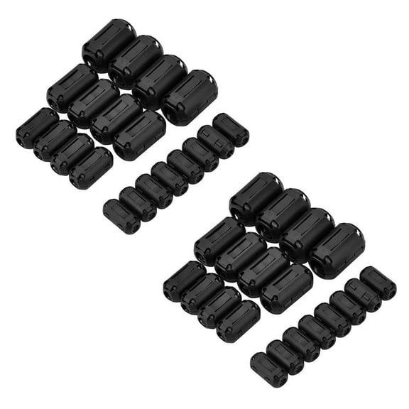 40 Pieces Clip-On Ferrite Ring Core RFI Noise Suppressor Cable Clip for 3mm/5mm/7mm/9mm/13mm Diameter Cable, Black