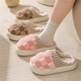 thumbnail image 3 of Kawaii Checkered Slippers Unisex Cute Fluffy Home Slippers Fuzzy Slippers, 3 of 5