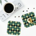 thumbnail image 5 of Disketp Green Squares Funny Coasters,4 Pcs Leather Coasters With Holder, Perfect Housewarming Hostess Gifts,Protect Furniture From Water Marks Scratch And Damage, 5 of 9