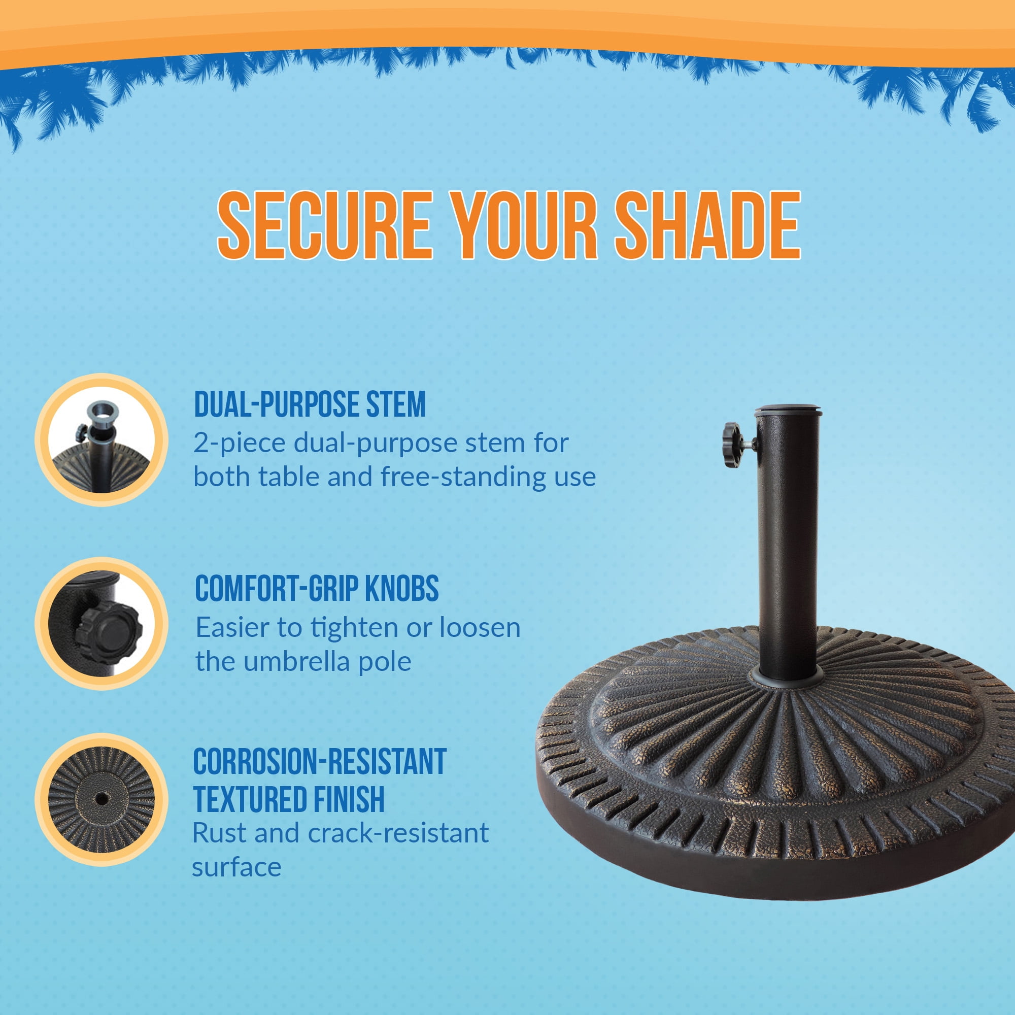Island Umbrella Classic 31-lb Umbrella Base, Poly Resin with Bronze Finish