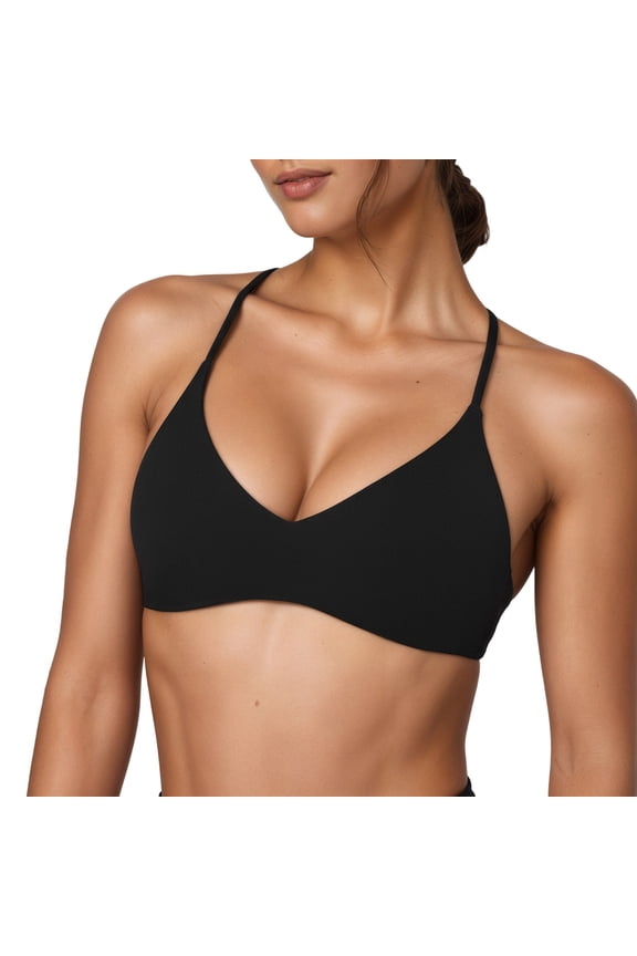 Wireless Sports Bras for Women Criss Cross Seamless Padded Workout Bra Spaghetti Strap Running Yoga Gym Bra Black XL