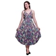 thumbnail image 1 of Bimba Floral Ladies Printed Resort Midi Drawstring Dress Spaghetti Strap Beach Wear-Large, 1 of 1