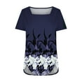 thumbnail image 4 of Patlollav Womens Blouses Print Square Neck Short Sleeve Buttons Tops, 4 of 6