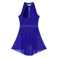thumbnail image 6 of Aislor Women's Lyrical Dress Sleeveless Color Block Chiffon Skirted Leotard Contemporary Dance Royal Blue M, 6 of 7