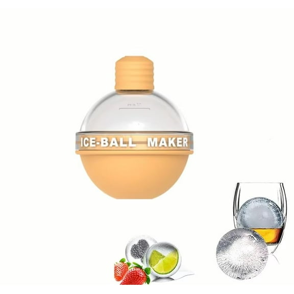 Ice Ball Mould, Silicone Ice Hockey Molds, Make 2.5 inch Ice Cube Balls - Great for Whiskey and Scotch(Yellow)