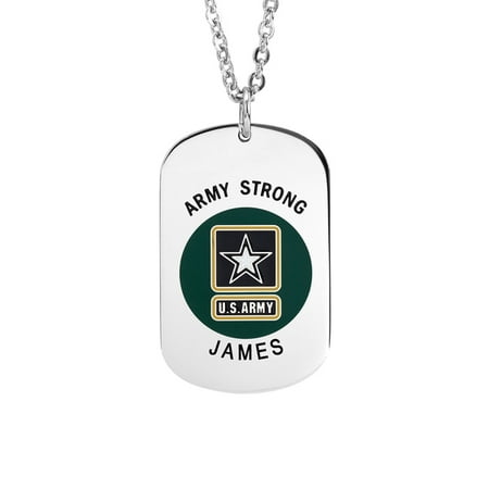 Stainless Steel Personalized Military Army Insignia Dog Tag with an 18 inch Link (Best Military Dog Tags)