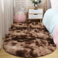 thumbnail image 1 of 31"x78"/63"x91" Oval Micro-fabric Soft Smooth Fluffy Plush Bedside Rug,  Folding Mat Pad for Bedroom Living Room Hall Decor-Coffee/Light Grey/Dark Grey, 1 of 7
