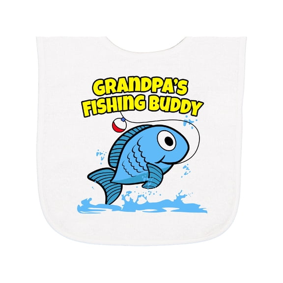 Inktastic Grandpa's Fishing Buddy (blue) Baby Terry Cloth Bib