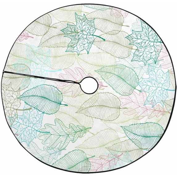 FMSHPON Leaves Patterns Xmas Christmas Tree Skirt Stand Mat for Holiday Party Decoration Indoor Outdoor 48 inches