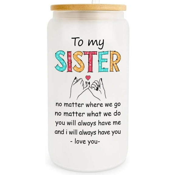 Drinking Jar Gifts for Woman Sister, 6.3 x 2.9 inch
