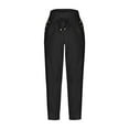thumbnail image 3 of Women's High Waist Open Bottom Joggers Sweatpants Loose Fit Yoga Pants with Pockets Lightweight Athletic Lounge Casual Wear Black L, 3 of 9