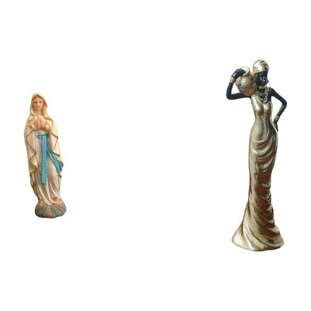 Estatua de resina con figura africana de una dama. Figura de escritorio coleccionable con fina artesanía, ideal para capilla, oficina o hogar.