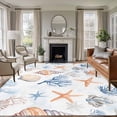 thumbnail image 3 of Coastal Area Rug 5x7 FT, Non Slip Bedroom Throw Carpet, Ocean Starfish Coral Shell Conch Aesthetics Blue Washable Soft Floor Carpet Non-Shedding Rug for Dining Room Bedside Classroom Desk, 3 of 9