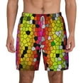 thumbnail image 2 of Picia Colorful Tie Dye Stained Glass 1 pattern Mens Swim Trunks with Compression Liner Stretch Beach Shorts Quick Dry with Zipper Pockets No-Chafing Board Shorts-3X-Large, 2 of 9