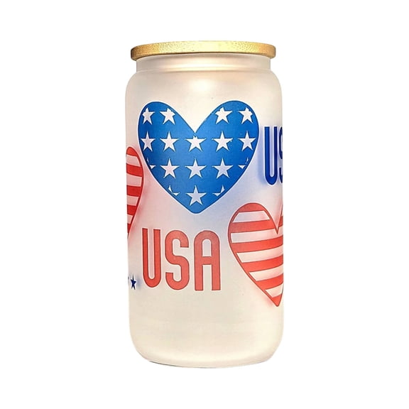 Coffee Quips Crafted Love the USA Glass Can Tumbler