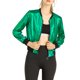 thumbnail image 1 of Chaqueta bomber corta con cremallera metálica y cuello de pie para mujer INSPIRE CHIC XS Verde, 1 of 8