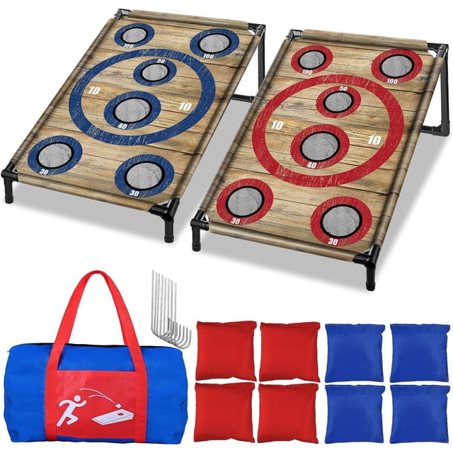 Juego de tablas Cornhole NZQXJXZ, 91 x 61 cm, portátil, con 8 pufs