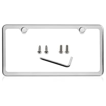 LFPartS Slim Style Polished Stainless Steel License Plate Frame Mirror Finish 2 Holes