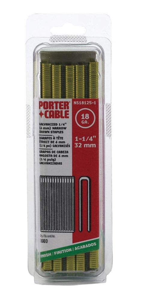 PORTER-CABLE PNS18125-1 1-1/4-Inch 1/4-Inch Staple 1000-Pack 18 Gauge Narrow Crown 