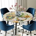 thumbnail image 5 of Elastic Fitted Round Tablecloth, Sunflowers Waterproof Stretch Table Cover for 36"-44" Tables, Spring Gnomes Hydrangea Daisy Botanical Beige Washable Outdoor Tablecloths for Patio, Picnic, Camping, 5 of 9