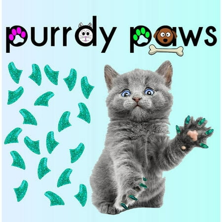 Purrdy Paws Soft Nail Caps pour chats, 40-Pack, Écume Kitten Glitter