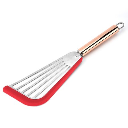 

Fish Frying Spatula Stainless Steel Slotted Flexible Turner with Silicone Edge for Kitchen Cooking Fish Flipping