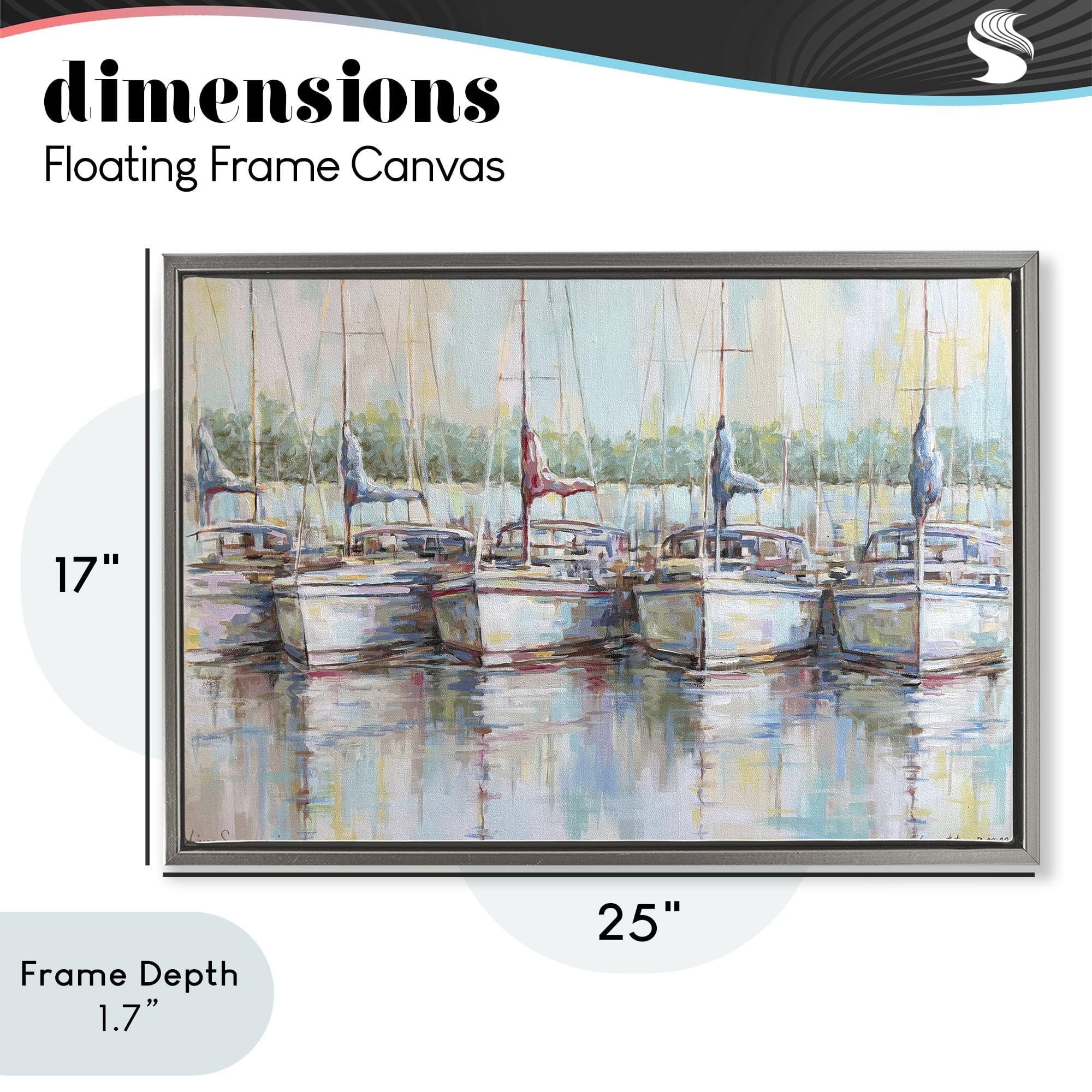 Stupell Industries Morning At The Marina Gray Framed Floater Canvas Wall Art, design by Linda Sperruzzi