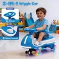 thumbnail image 3 of Track Seven 12V Electric Wiggle Car with Pedal, 2 in 1 Swing Car, Bluetooth, LED Lights, Flashing PU Wheels, Max Speed 5 Mph, Anti-Rollover, 12V Ride on Toy Car for Kids Toddlers Aged 3+, Blue, 3 of 8