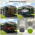 thumbnail image 5 of 10x15/12x20 FT Metal Carport, Heavy Duty Carport, Shelter with Galvanized Metal Roof and Updated Frame, Car Canopy Garage for Car, Pickup, Boats and Tractors, 5 of 8