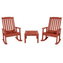 Highwood 3-pc Lehigh Rocking Chair Set - 2 Lehigh Rockers and 1 Adirondack Side Table, Outdoor, Eco-friendly, Synthetic Wood