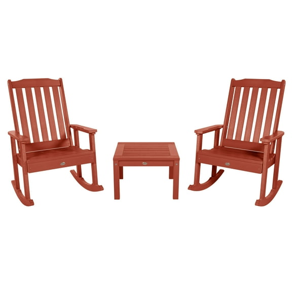 Highwood 3-pc Lehigh Rocking Chair Set - 2 Lehigh Rockers and 1 Adirondack Side Table, Outdoor, Eco-friendly, Synthetic Wood