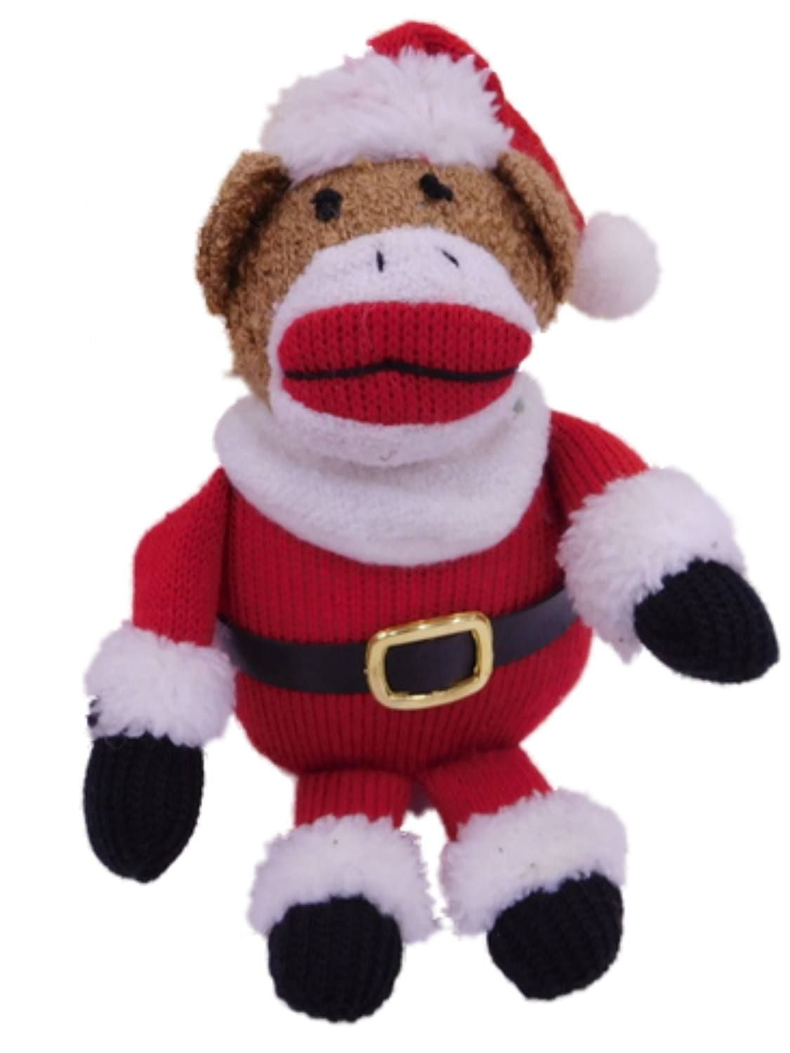 Christmas Sock Monkey Santa Stuffed Animal Beanie Pal