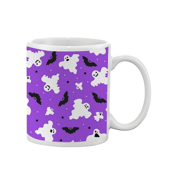 Cute Vpurple Ghosts And Bats Mug - Image by Shutterstock,