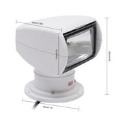 Remote Control Searchlight, 100W 2300LM Marine Boat Spotlight with 2624ft Long Range, IP66 Waterproof, 355° Rotation, 12V Halogen Lamp for Yacht Fishing Boat, White