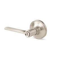 Hyper Tough Bed and Bath Door Lever Satin Nickel with Round Rosette