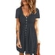thumbnail image 2 of Vestido largo hasta la rodilla con botones y cuello redondo de manga corta, informal, cómodo, a la moda para mujer Pompotops  ghjkhdj12993, 2 of 5