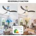 thumbnail image 6 of Ganeed Large Ceiling Fan with Light, 52 inch Ceiling Fan with Light and Remote, Modern Wood Ceiling Fans, Reversible Quiet DC Motor, High CFM, Dimmable Ceiling Fans for Indoor Nickel, 6 of 15