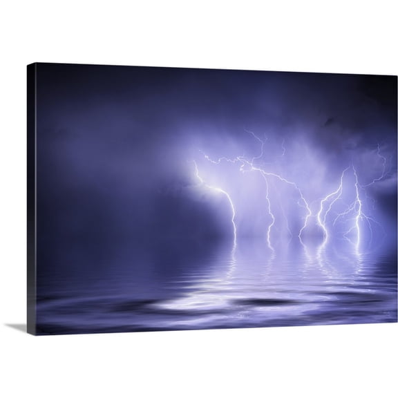 Great BIG Canvas | Scott Stulberg Premium Thick-Wrap Canvas entitled Lightning storm over the ocean